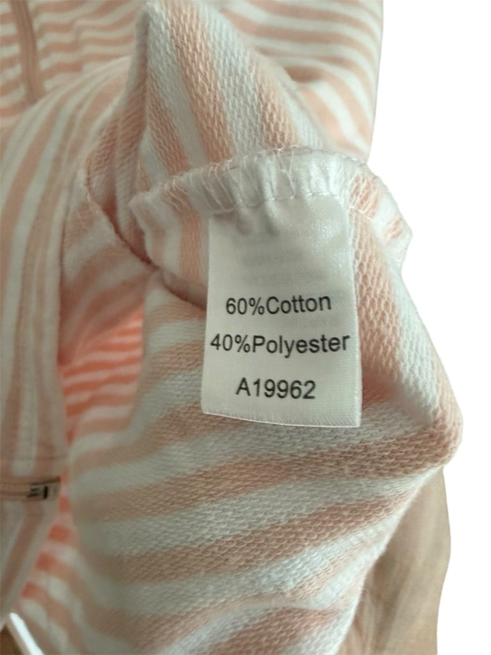 The Tog Shop Coral White Stripe Zip Jacket Women L Cotton Blend Lightweight - Picture 6 of 6